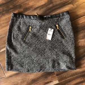 NWT Express Wool/Leather Mini Skirt